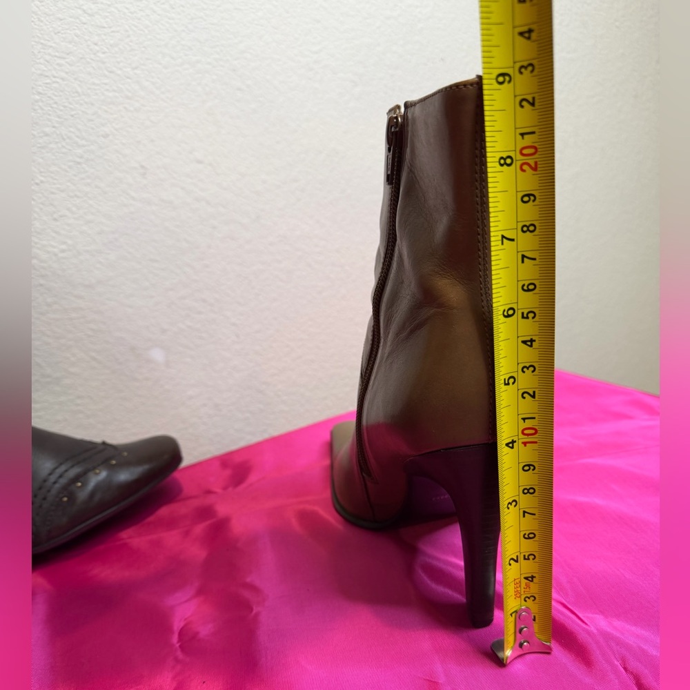 Brown Leather Bronx Heeled Ankle Boots Bootie pointed-toe WM 8 trend streetstyle - Picture 7 of 15